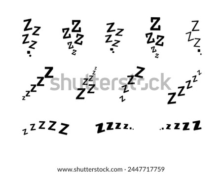 Zzz bed sleep snore icons snooze nap Z sound . Sleepy yawn or insomnia sleeper alarm clock Zzz line icons of goodnight deep sleep, bored or tired