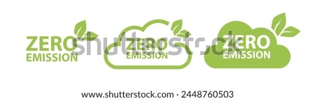 Zero Emission. Net zero label stamp design leaves Zero Emission carbon eco stamp symbol Vector