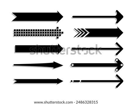 Set of black arrow pointing up. Arrow shape element. Vector