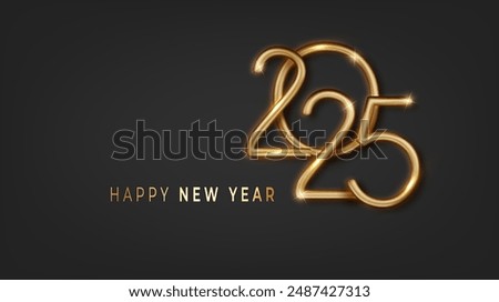 Happy new year 2025 background design on black background. Banner, poster, greeting card