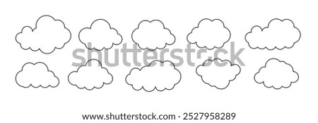 Clouds line art icon. Databases networking software image cloud and synoptics concept. Vector