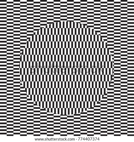 Optical illusion effect. Geometric tile in menfis pop art style. Vector illusive background, texture. Futuristic element, technologic design.