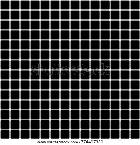 Seamless pattern with black white squares. The effect of optical illusion. Vector illusory background, texture. Futuristic element, technological design.