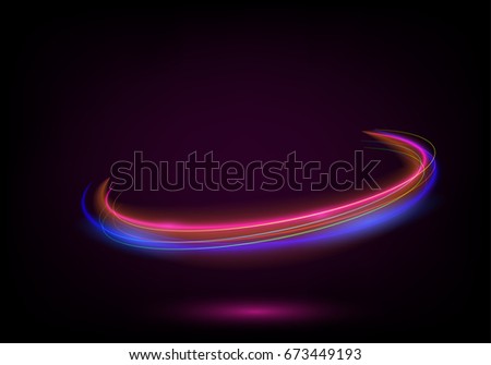 Glow swirl light effect.Abstract rotational lines. Power energy element.Shining neon lights cosmic abstract frame. Magic round frame. Swirl trail effect.