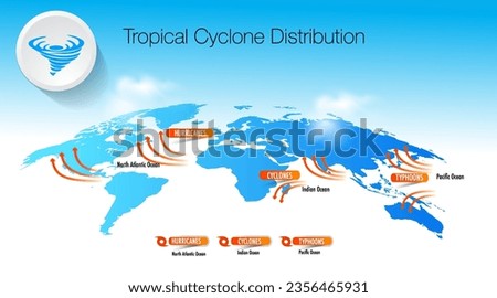 tropical Cyclones Hurricane typhoon distribution and ocean