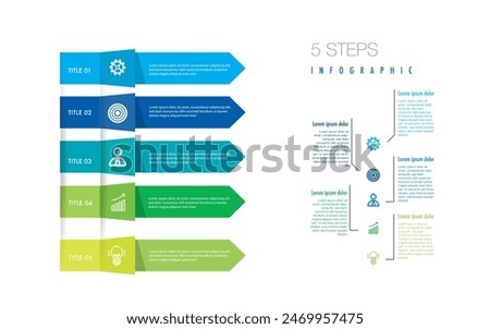 infographic template 5 step for business direction, marketing strategy, diagram, data, growth