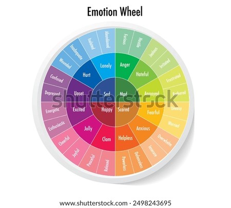 Emotion wheels in the center are our basic emotions sad, anger, joy, fear