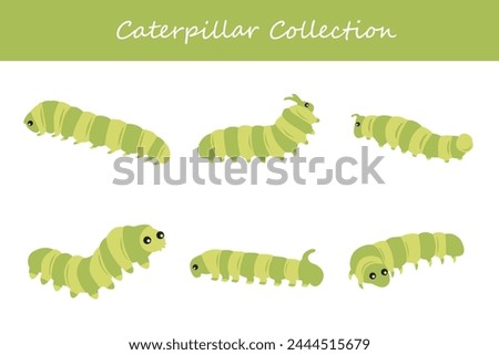 Caterpillar collection. Cute cartoon caterpillar. Vector illustration