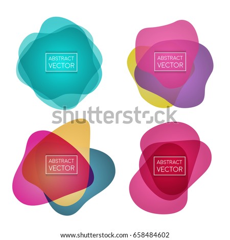 Abstract shapes form. Paper style. Blue and yellow, pink and purple papers. Stock vector.