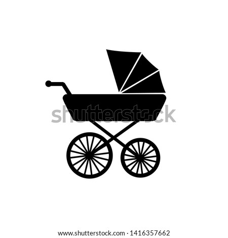 Stroller, carriage vector icon on white background. 