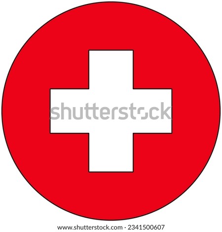 outline red cross, circle with plus of middle 