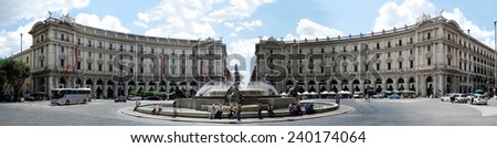 ROME, ITALY - JUNE 1: Rome city life. View of Rome city Piazza della Reppublica on June 1, 2014, Rome, Italy.