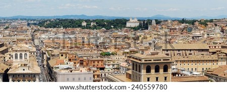 ROME, ITALY - MAY 29: Rome aerial view from Vittorio Emanuele monument on May 29, 2014, Rome, Italy.