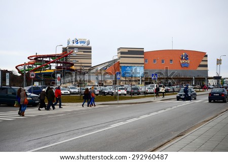 VILNIUS, LITHUANIA - MARCH 19: Water attraction park Vichy in Vilnius town  on March 19, 2015, Vilnius, Lithuania.