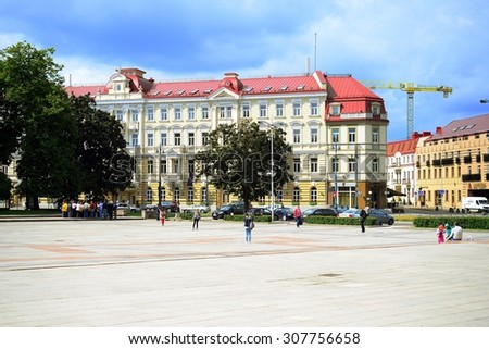 VILNIUS, LITHUANIA - JUNE 25 : Summer in capital of Lithuania Vilnius city centre on June 25, 2015, Vilnius, Lithuania.
