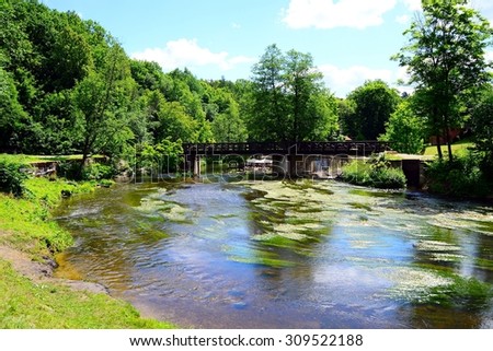 River Vilnele in Entertainment and Recreation Center Belmontas. Lithuania.