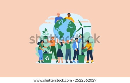 Group of people working together for environmental conservation and sustainability.