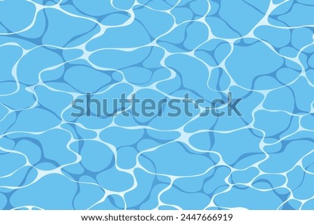 Turquoise rippled water texture background. Sea waves abstract background. Modern flat cartoon background design with tranquil turquoise ripples. Summer vacation backdrop 