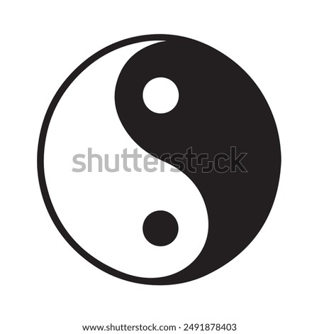 Classic  Yin Yang icon  symbol of  balance and harmony.  Vector set of black and white yin and yang symbols. Vector illustration