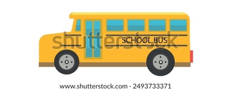 Back to school. Yellow school bus vector Illustration for education and transportation concept. Travel automobile school bus public trip childhood truck for sticker, poster, banner, template.