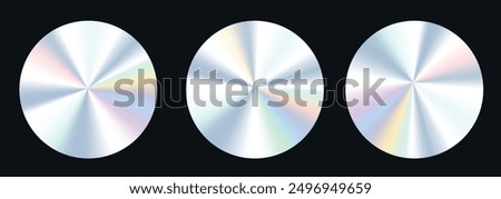 Collection of vibrant holographic circles. Perfect for modern design projects, web graphics, digital art, background, print, and creative application