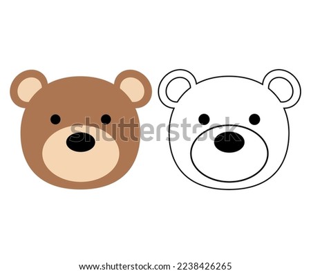 cute baby bear face head cartoon vector isolated illustration 
