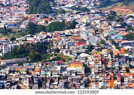 A lot of poor houses in Sao Paulo. View from Pico da Jaragua. Brazil