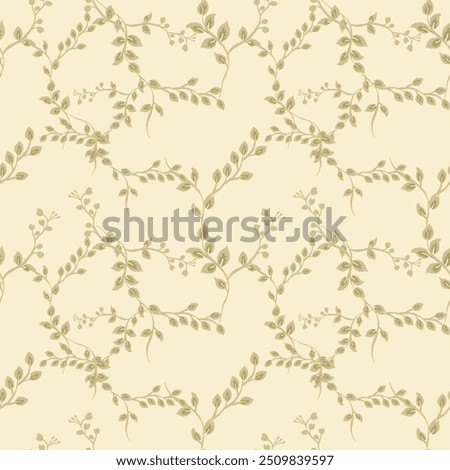 Delicate Beige and Purple Floral Vine  with Falling Petals seamless pattern vecter illustration  for decor greeting card, Wedding card, textile fablic,rug, bed sheet, beauty products or other.