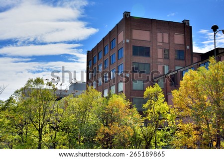 CHICAGO, USA - OCTOBER 6: Industrial buildings beside Chicago river near downtown of Chicago, Illinois, in October 6th, 2014.Chicago is the biggest city in North of USA.