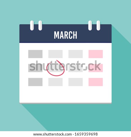 Vector illustration. Calendar icon with mark. Planning. Time management.