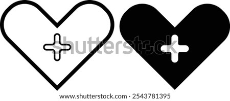 Set of health care red crosses with a heart sign. Medicine health hospital signs collection. First aid vector Healing, medical heart icon vector
