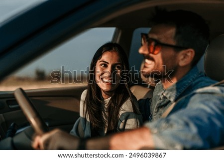 Similar – Image, Stock Photo Woman traveler in front of pale di san martino near passo rolle dolomiti, italy, europe