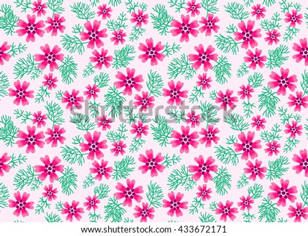cute pattern in small flower small pink flowers white background