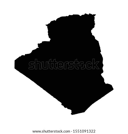 Vector map Algeria. Country and capital. Isolated vector Illustration. Black on White background. EPS 10 Illustration.