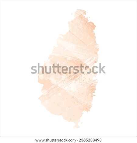 High detailed vector map. Saint Lucia. Watercolor style. Apricot color.