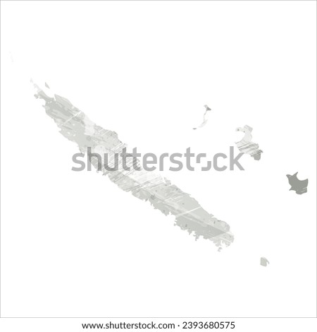 High detailed vector map. New Caledonia. Watercolor style. Agate gray.