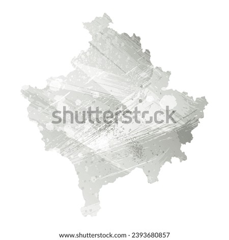 High detailed vector map. Kosovo. Watercolor style. Agate gray.