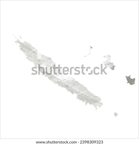 High detailed vector map. New Caledonia. Watercolor style. Gray color.