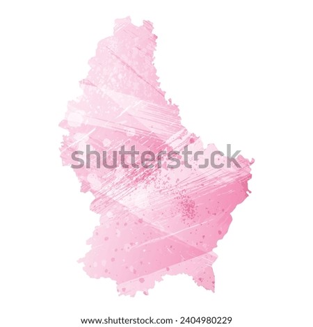High detailed vector map. Luxembourg. Watercolor style. Amaranth pink color.