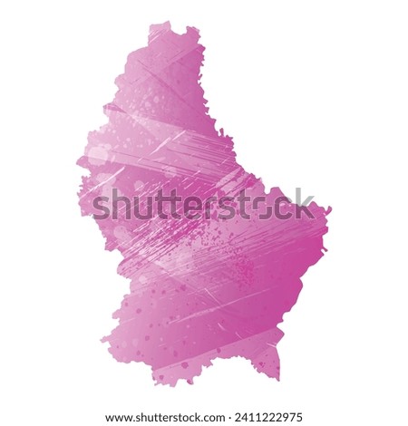 High detailed vector map. Luxembourg. Watercolor style. Amaranth light cherry pink color.