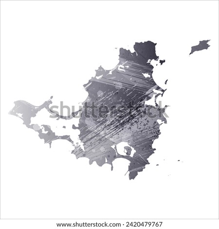 High detailed vector map. Saint Martin and Sint Maarten. Watercolor style. Anthracite gray color. 