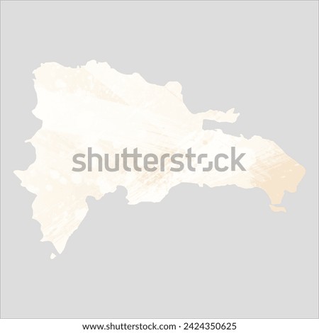 High detailed vector map. Dominican Republic. Watercolor style. Banana color. Pastel yellow color.
