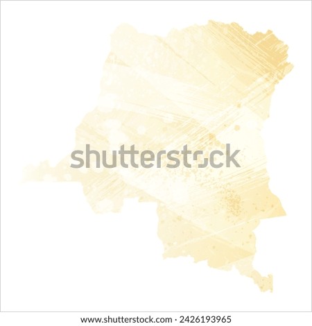 High detailed vector map. Republic of the Congo. Watercolor style. Banana color. Pastel yellow. Delicate yellow.