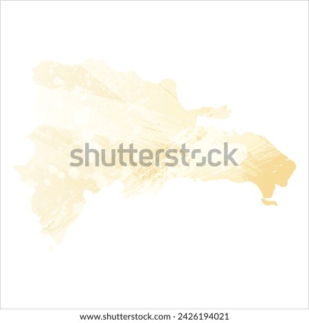 High detailed vector map. Dominican Republic. Watercolor style. Banana color. Pastel yellow. Delicate yellow.