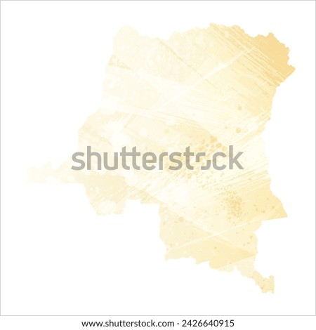 High detailed vector map. Democratic Republic of the Congo. Watercolor style. Banana color. Pastel yellow. Delicate yellow.