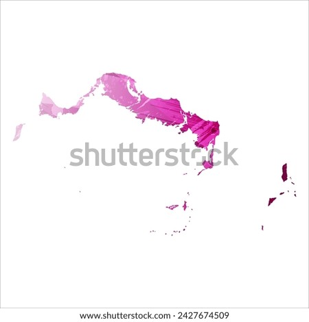 High detailed vector map. Turks and Caicos Islands. Watercolor style. Eggplant color. Purple bright color.