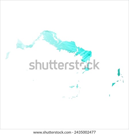 High detailed vector map. Turks and Caicos Islands. Watercolor style. Turquoise color. Bright blue color.