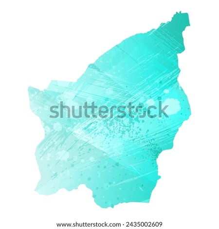 High detailed vector map. San Marino. Watercolor style. Turquoise color. Bright blue color.