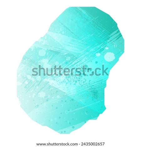 High detailed vector map. Nauru. Watercolor style. Turquoise color. Bright blue color.