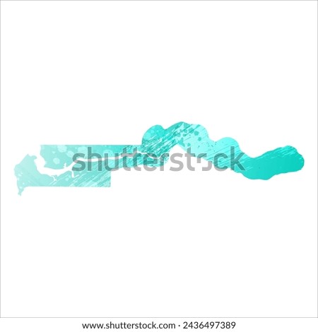 High detailed vector map. Gambia. Watercolor style. Turquoise color. Bright blue color.